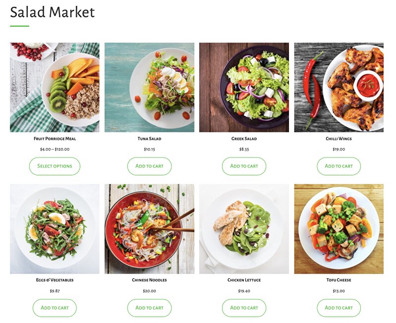 Salad Meal Plan Delivery Prebuilt WordPress site